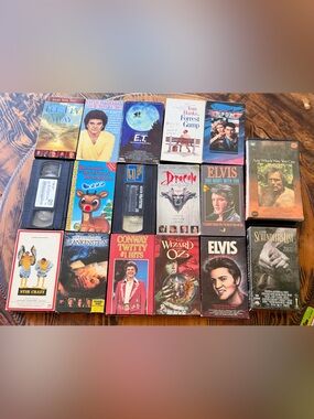 Assorted Vintage VHS Movie & Music Tapes - Mixed Titles - Black